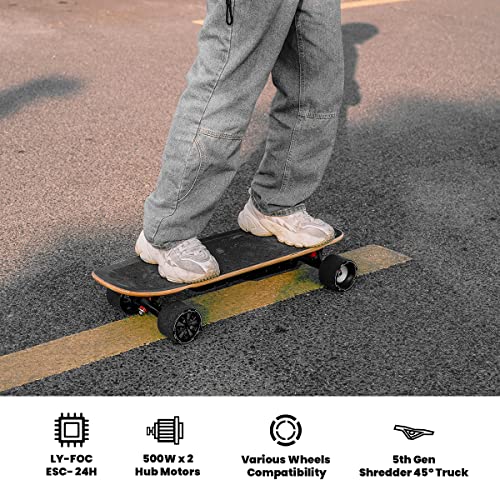 MEEPO Electric Skateboard, 28 MPH Top Speed, 330 LBS Load Capacity with Remote, Maple Cruiser for Adults and Teens, Mini 5, Black - Massive Stator Pty Ltd